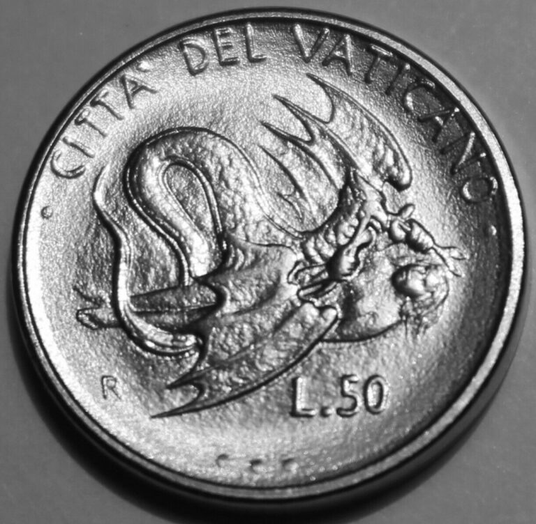 Read more about the article Vatican City 50 Lire Coin 1995 R KM# 264 Pope John Paul II Dragon Woman Fifty