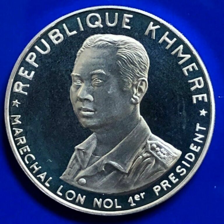 Read more about the article 1974 Cambodia 10 000 Riels Silver Proof President LON NOL. Original Folder w/COA