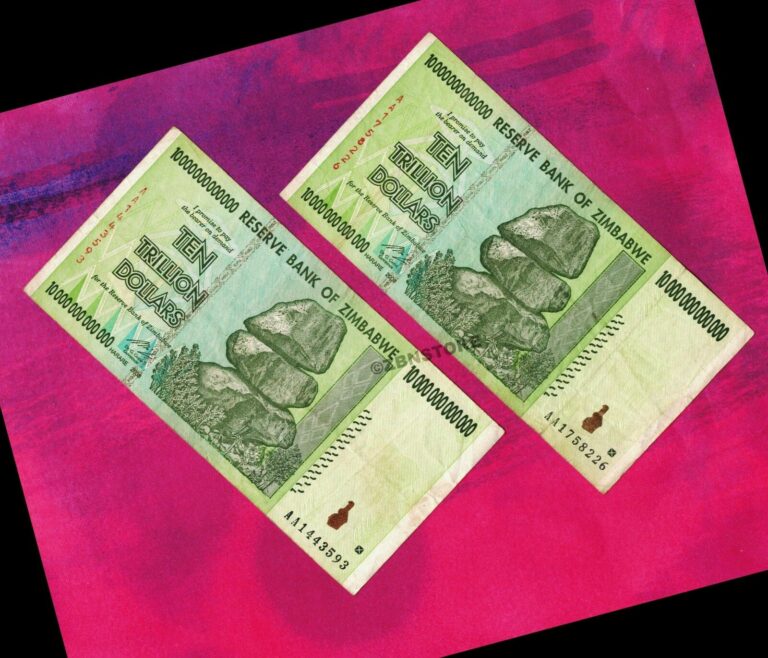 Read more about the article 2x 10 Trillion Zimbabwe Dollars Banknotes AA 2008 Authentic Currency Paper Money