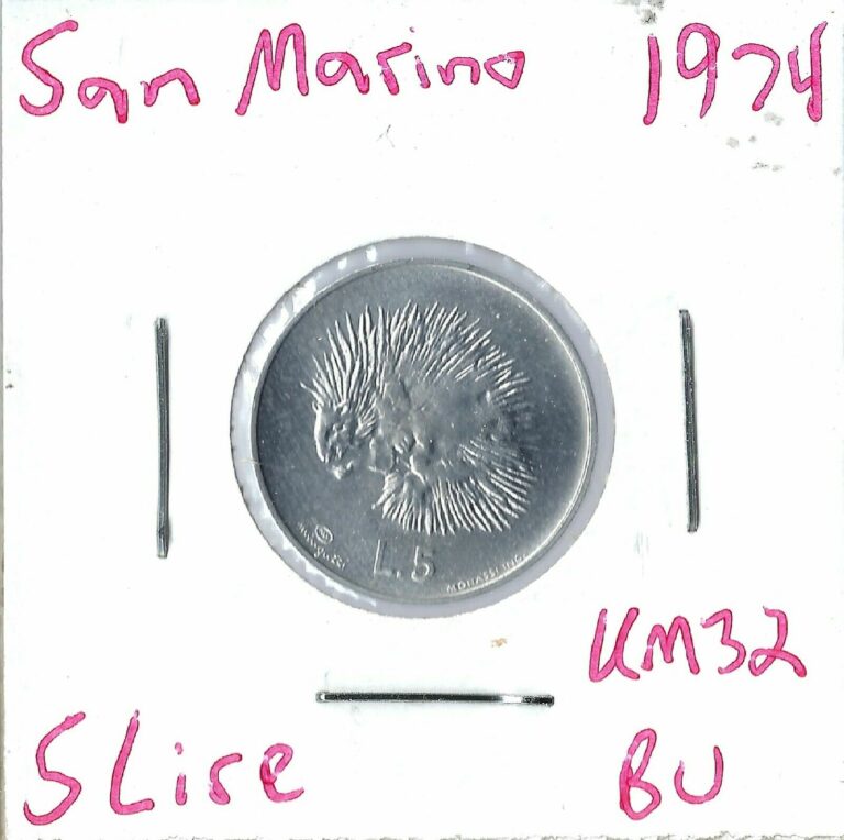 Read more about the article Coin San Marino 5 Lire 1974 KM32  combined shipping