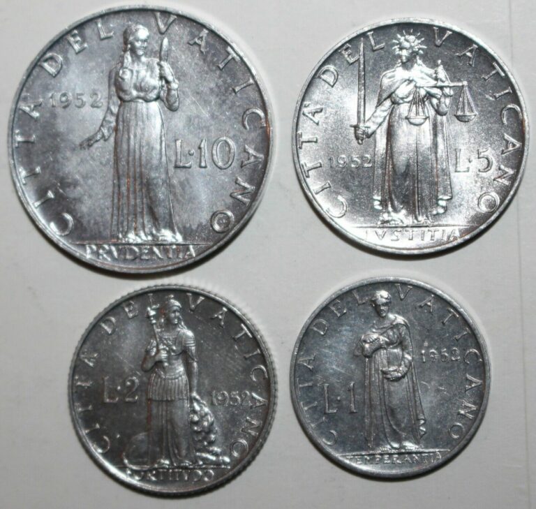Read more about the article Vatican City 1952 Coin Lot – 1 2 5 10 Lire – Pope Pius XII – One Two Five Ten