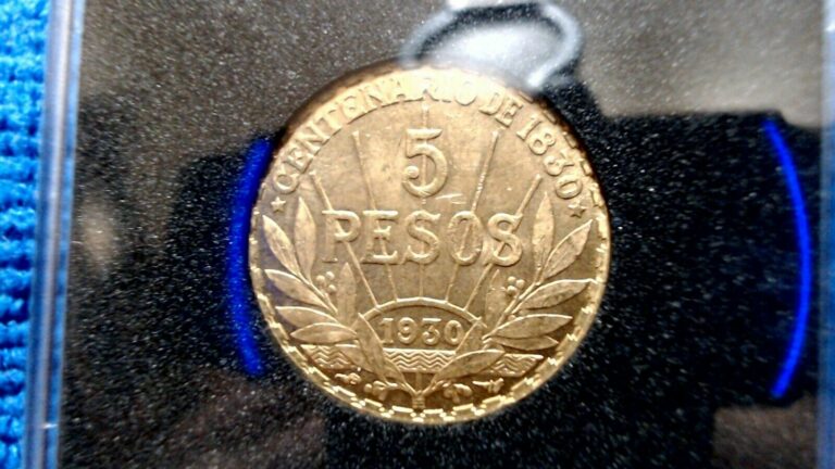 Read more about the article 1930 Uruguay gold 5 Pesos  UNC