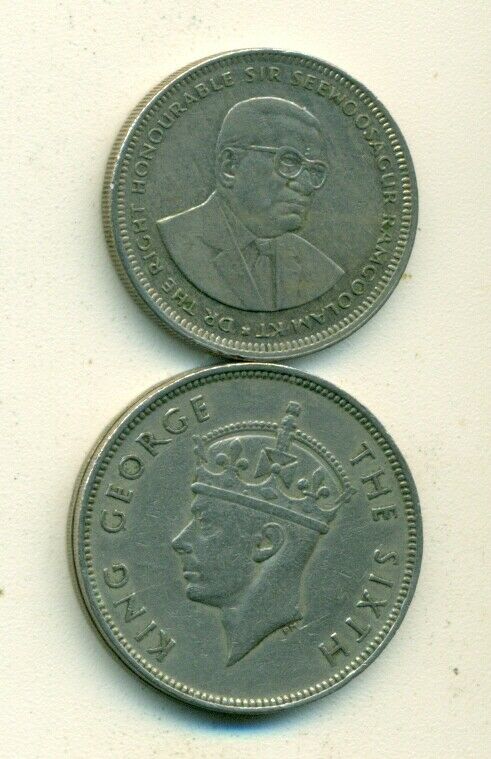 Read more about the article 2 DIFFERENT COINS 1 RUPEE COINS from MAURITIUS DATING 1950 and 2004 (2 TYPES)