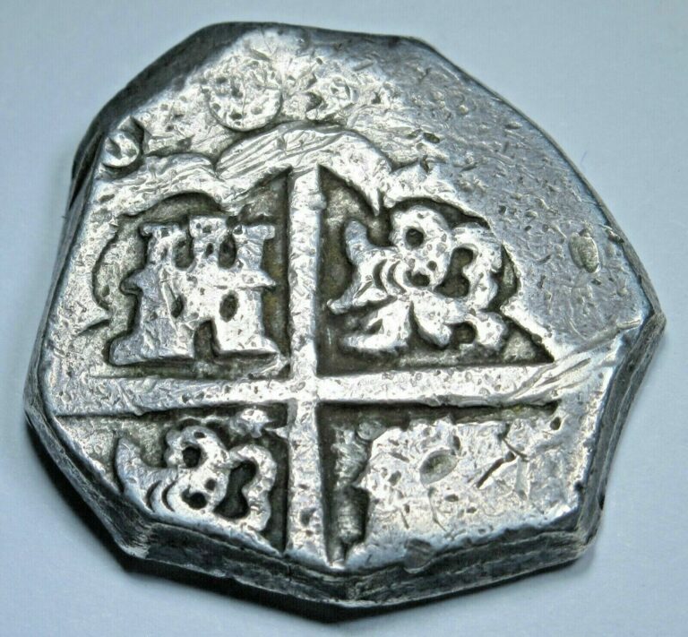 Read more about the article 1630’s S-R Spanish Silver 4 Reales Antique 1600’s Colonial Pirate Cob Coin