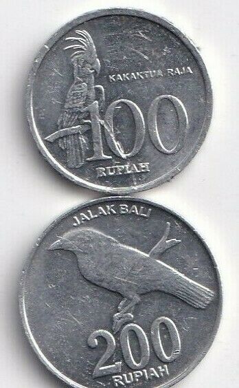 Read more about the article 2 DIFFERENT COINS with BIRDS from INDONESIA – 1999 100 RUPIAH and 2003 200 RUPIAH