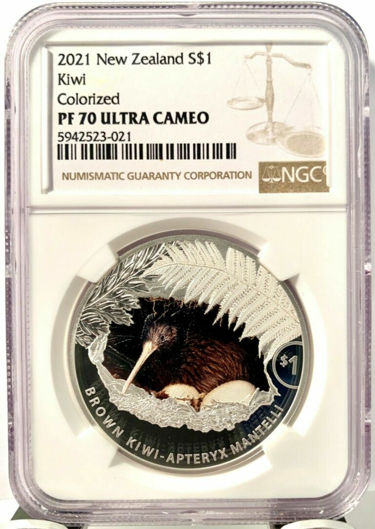 Read more about the article 2021 New Zealand $1 Kiwi Colorized Proof 1 oz .999 Silver Coin – NGC PF 70 UCAM