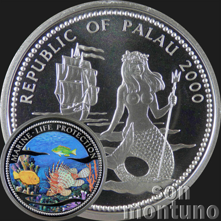 Read more about the article 2000 Palau $1 LIONFISH and PARROT FISH Marine Life Protection Ag Plated CuNi Coin