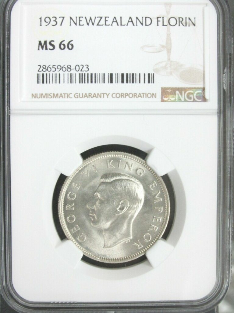 Read more about the article 1937 New Zealand Florin Kiwi Silver Coin – NGC MS 66 Top Pop Q1F2