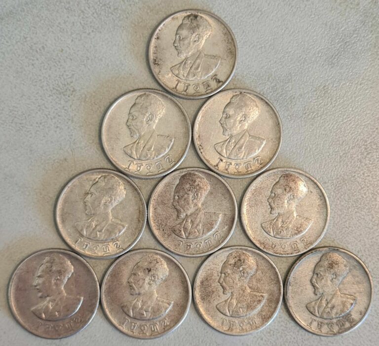 Read more about the article ETHIOPIA / EE1936(1943-1944) 50 Cents (Hamsa Santeem) Lot of 10 Coins !!