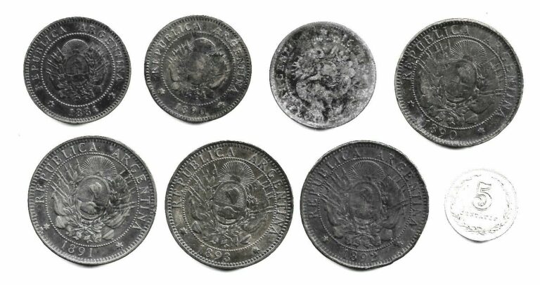 Read more about the article ARGENTINA  – LOT OF 5 DIFFERENT COINS – DATES BEFORE 1900(CNS-2453)