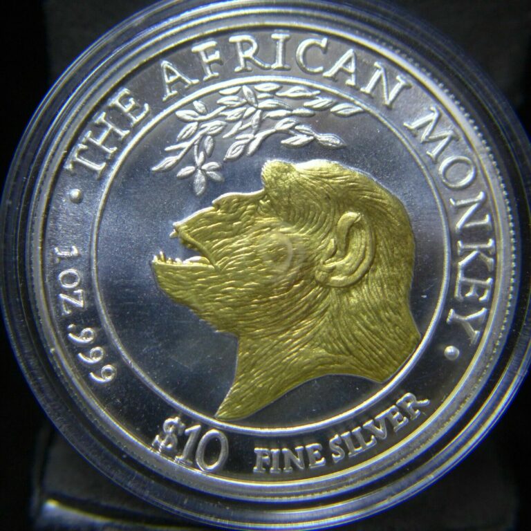 Read more about the article Somalia 1998 $10 Dollars Gilded African Monkey 1 oz .999 Silver Coin in Capsule