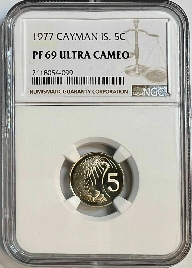 Read more about the article 1977 CAYMAN IS. 5C PF 69 ULTRA CAMEO NGC CERTIFIED COIN FINEST KNOWN