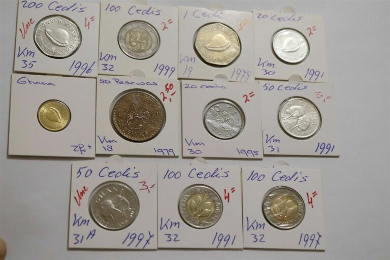 Read more about the article GHANA 11 COINS COLLECTION MOSTLY HIGH GRADE B38 E17