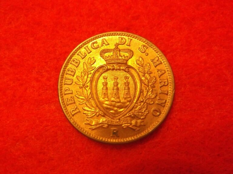 Read more about the article 1938 R San Marino 10 Centesimi MS Italian Copper Coin KM 13 High Grade