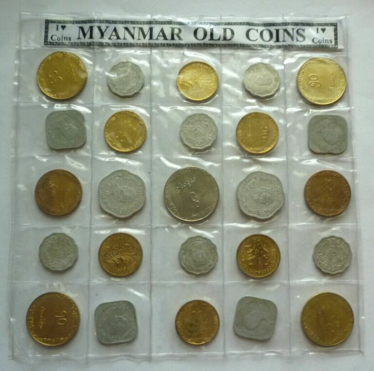 Read more about the article 1966 1975 1980 1983 MYANMAR / BURMA – TYPE COIN SET (25) – PYAS and KYAT – RARE