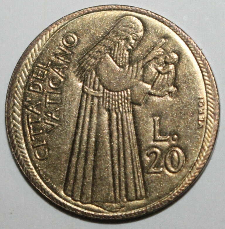 Read more about the article Vatican City 20 Lire Coin 1975 KM# 128 Pope Paul VI Holy Year Lord Twenty