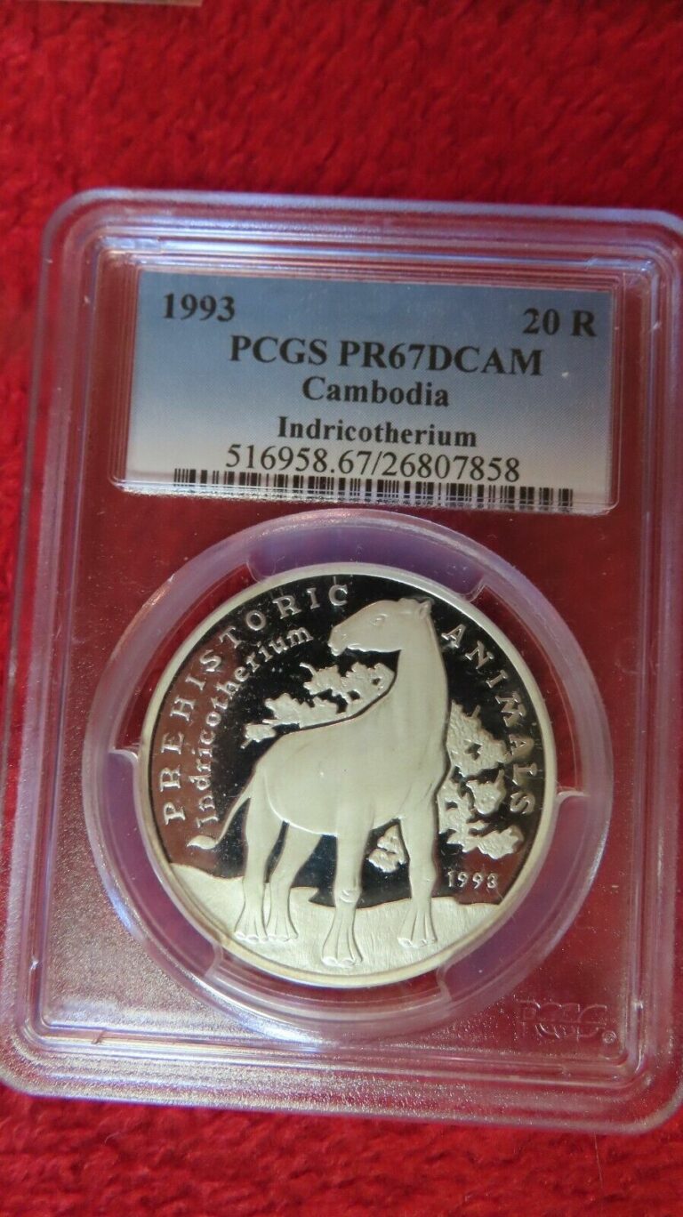 Read more about the article 1993 Cambodia Indricotherium Horse Hornless Rhino  PCGS PR67 .999 Silver Coin