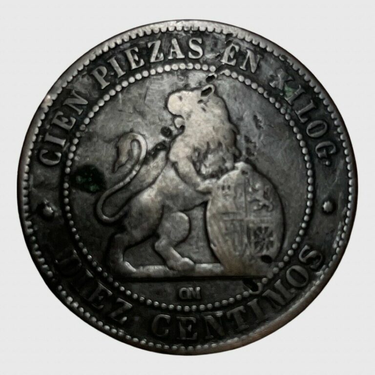 Read more about the article 1870 Spain Diez Gramos 10 Centimos.