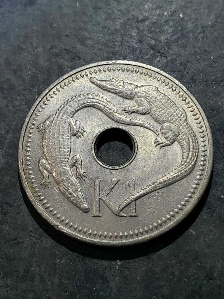 Read more about the article 1975 PAPUA NEW GUINEA 1 KINA “HUGE” COIN   “Crocodile Coin” #feb