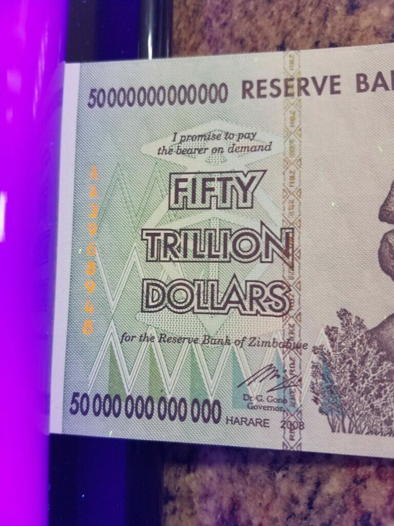 Read more about the article ZIMBABWE 50 TRILLION! UV TESTED! UNCIRCULATED! 2008 AA SERIES! 100% AUTHENTIC!