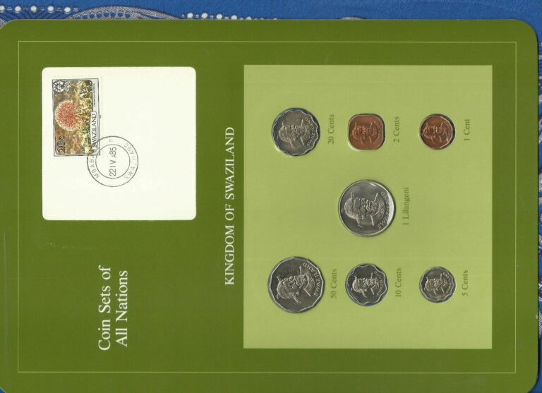 Read more about the article Coin Sets of All Nations Swaziland 1975-1982 UNC 20 10 5 cents  1 Lilangeni 1979