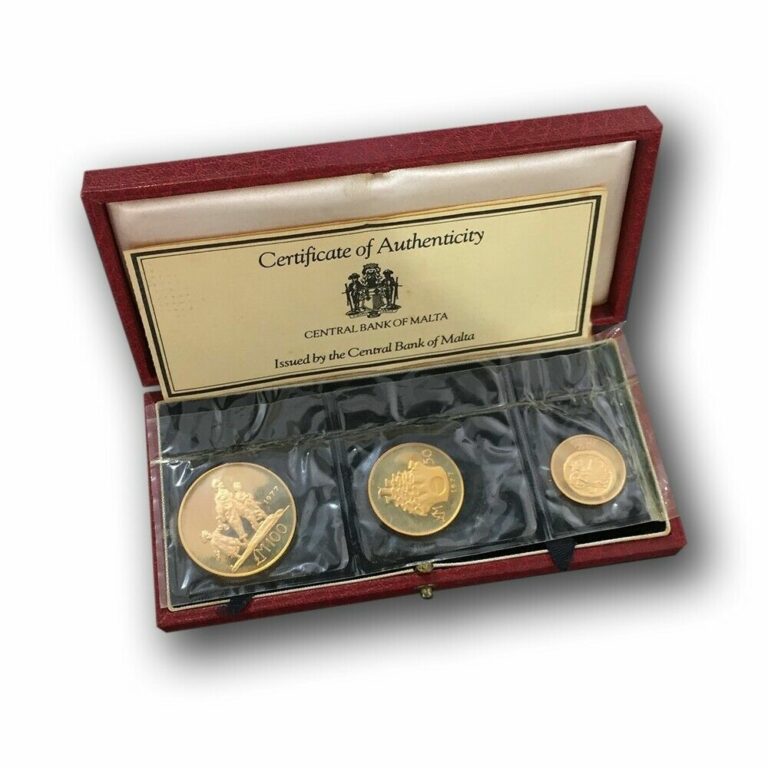 Read more about the article 1977 Malta Gold Coin Set of 3 Proof Coins with Box and Certificate