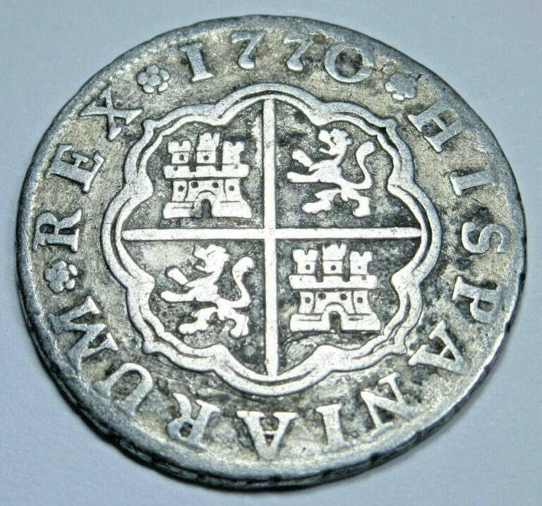 Read more about the article 1770 Spanish Silver 1 Reales Antique 1700s Colonial Cross Pirate Treasure Coin