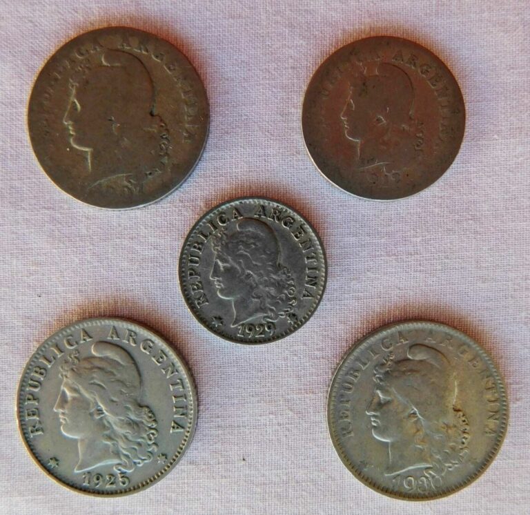 Read more about the article Argentina 1907 to 1930 ~ 5 – 10 – 20 Centavos ~ Lot of 5 Coins