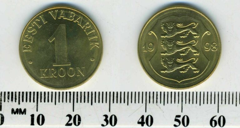 Read more about the article Estonia 1998 – 1 Kroon Brass Coin – National arms