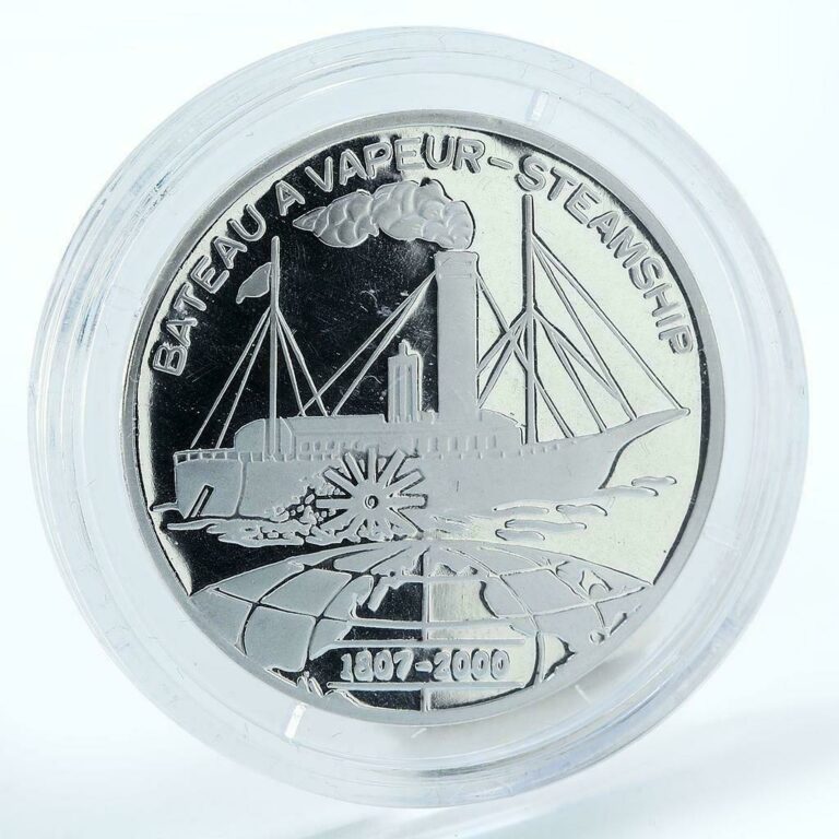 Read more about the article Benin 1000 francs Bateau a Vapeur-Steamship 1807 silver coin 2000