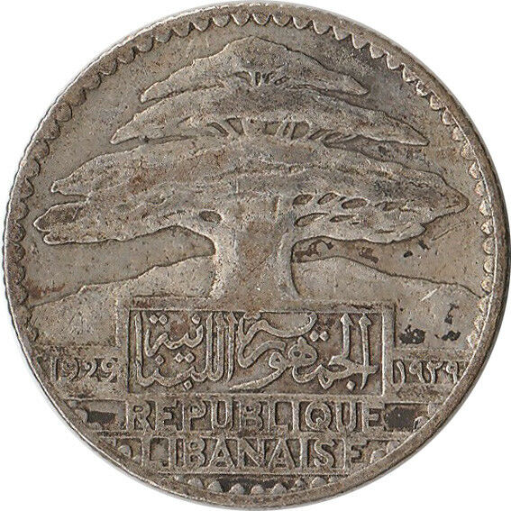 Read more about the article 1929 Lebanon (French) 25 Piastres Silver Coin KM#7 Mintage 600K