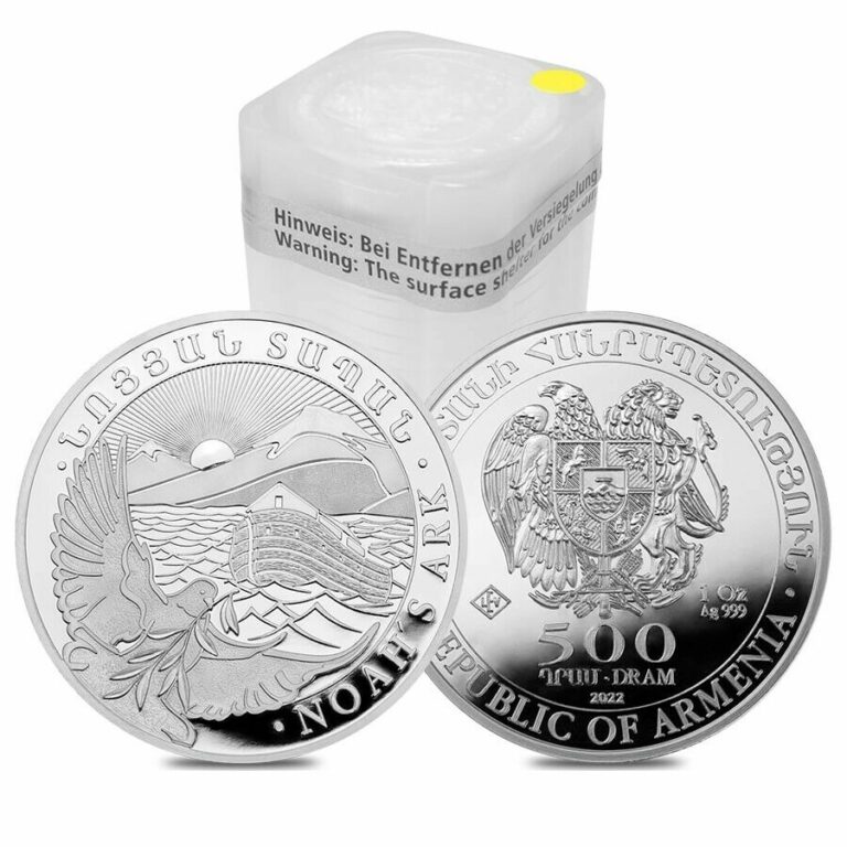 Read more about the article Tube of 20 – 2022 Armenia 1 oz Noah’s Ark Silver Coin 500 Dram .999 Fine BU