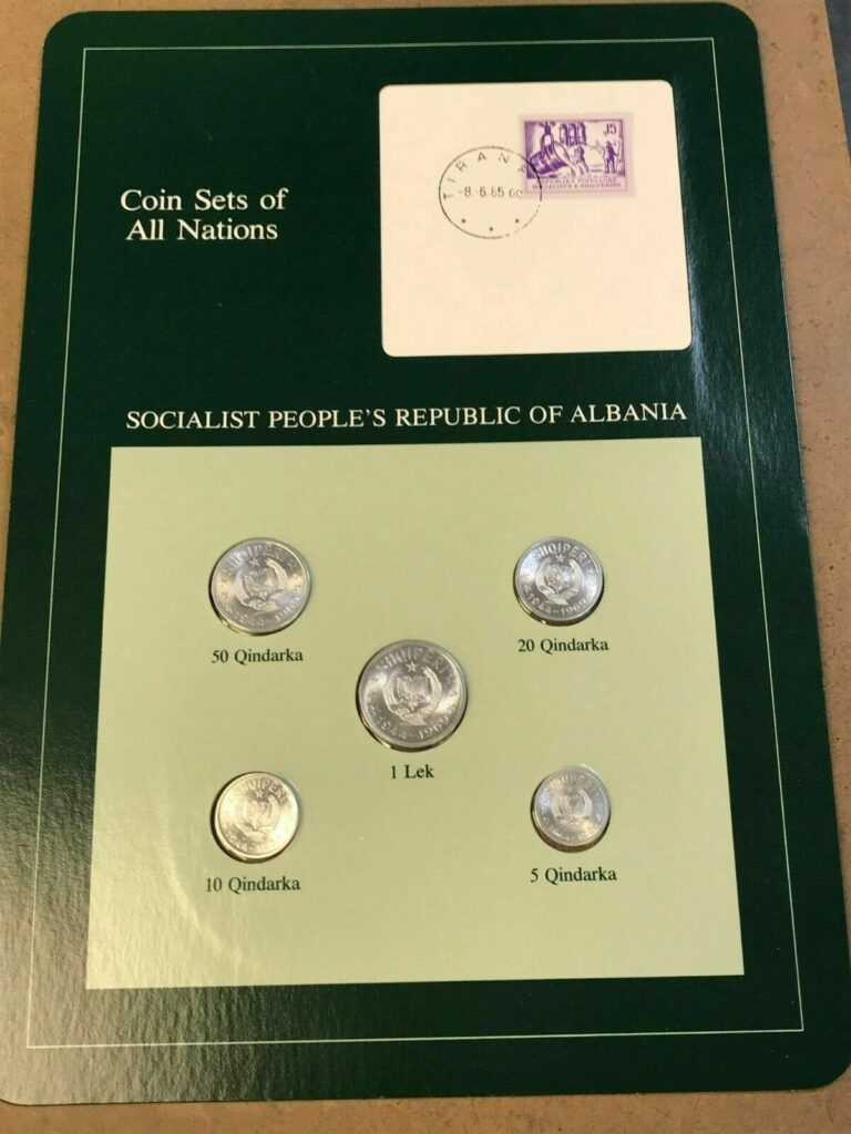 Read more about the article Franklin Mint Coin Sets of All Nations – Albania 5 Coins and Stamp – 1969