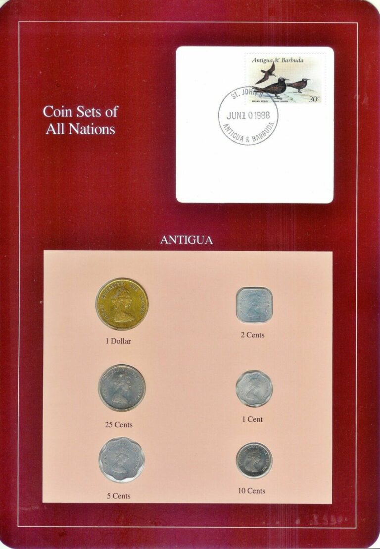 Read more about the article ANTIGUA E Caribbean States 6-coin set 1981-1989 (1 Cent to 1 Dollar) shiny BU