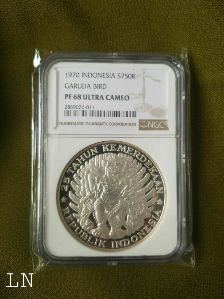 Read more about the article PF 68 ULTRA CAMEO INDONESIA 1970 SILVER 750 RUPIAH GARUDA BIRD NGC