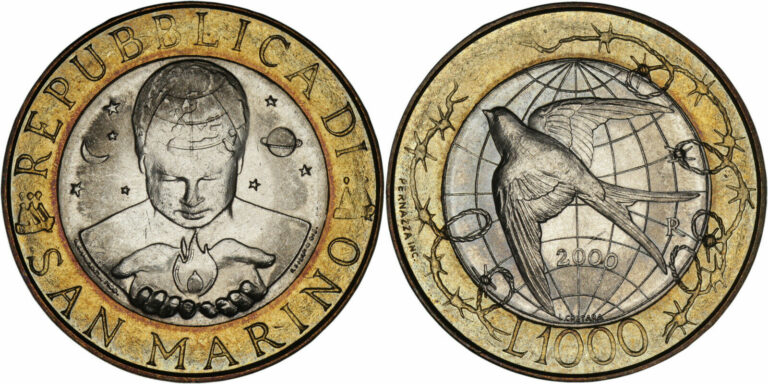 Read more about the article San Marino: 1000 Lire bi-metallic 2000 (Swallow) – UNC