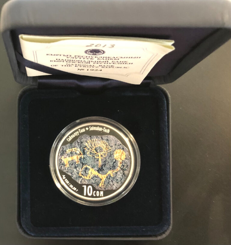 Read more about the article Kyrgyzstan Silver Coin 10 Som 2013 Saimaluu-Tash+Certifikate+box