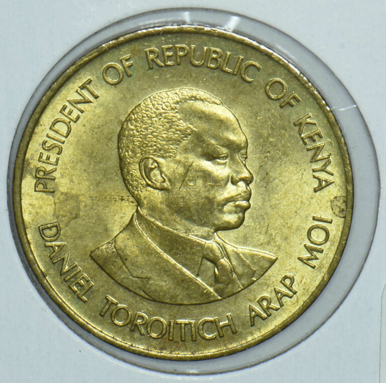 Read more about the article Kenya 1987 Daniel Toroitich Arap Moi 5 Cents Lions animal President Of Kenya 191