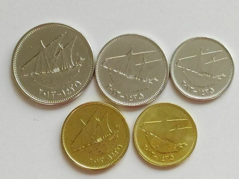 Read more about the article Kuwait set of 5 coins 100+50+20+10+5 fils 2013 UNC