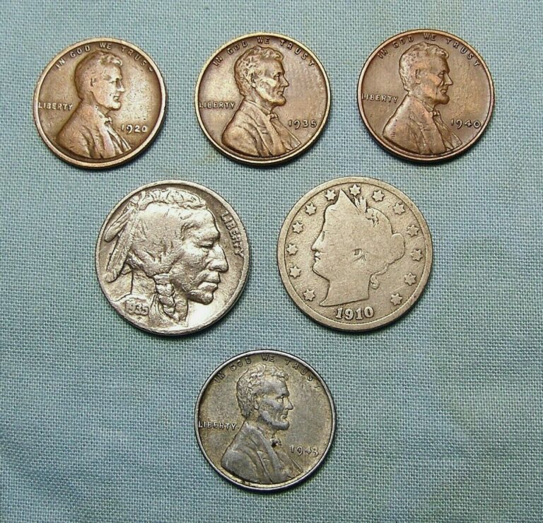 Read more about the article Lot of Old US Coins Buffalo  Liberty Nickel  Steel Cent with 3 WHEAT  LINCOLNS