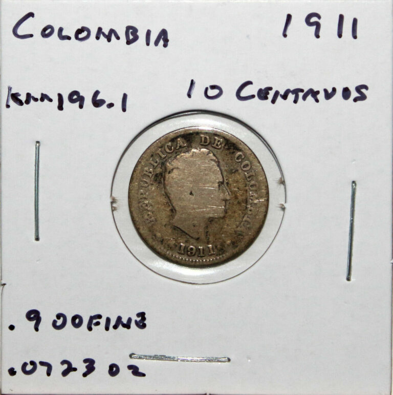 Read more about the article Colombia 1911 Silver 10 Centavos KM196.1 fs