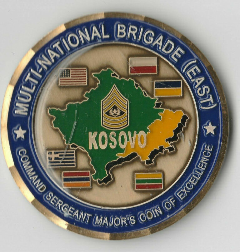 Read more about the article KOSOVO MULTI NATIONAL BRIGADE EAST KFOR 6B Challenge Coin 2″DIA B10