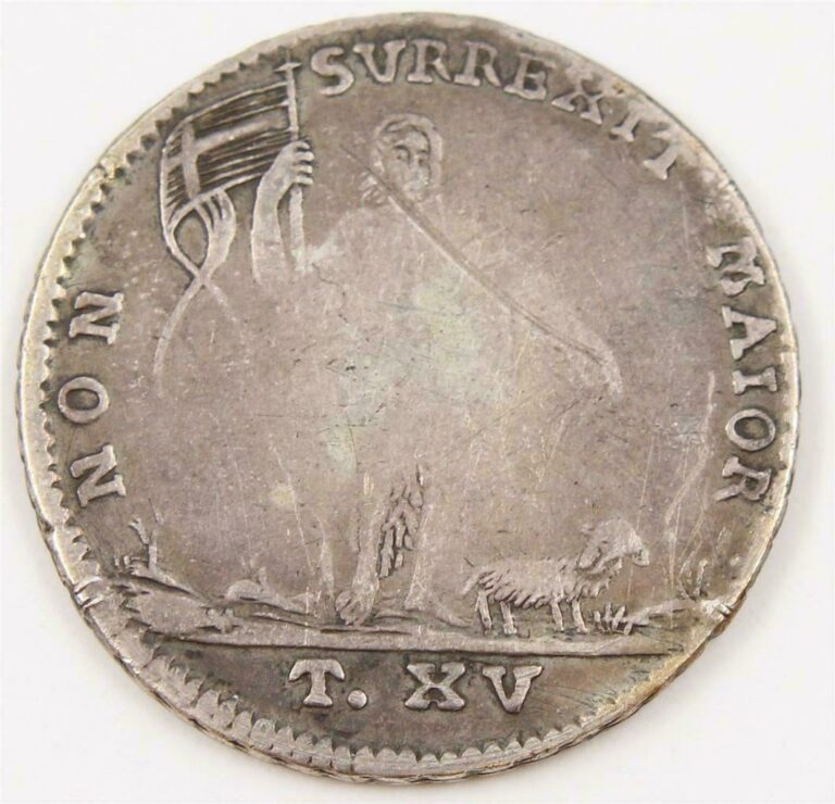 Read more about the article Malta 1769 15 Tari silver coin EMMANUEL PINTO John The Baptist original and nice