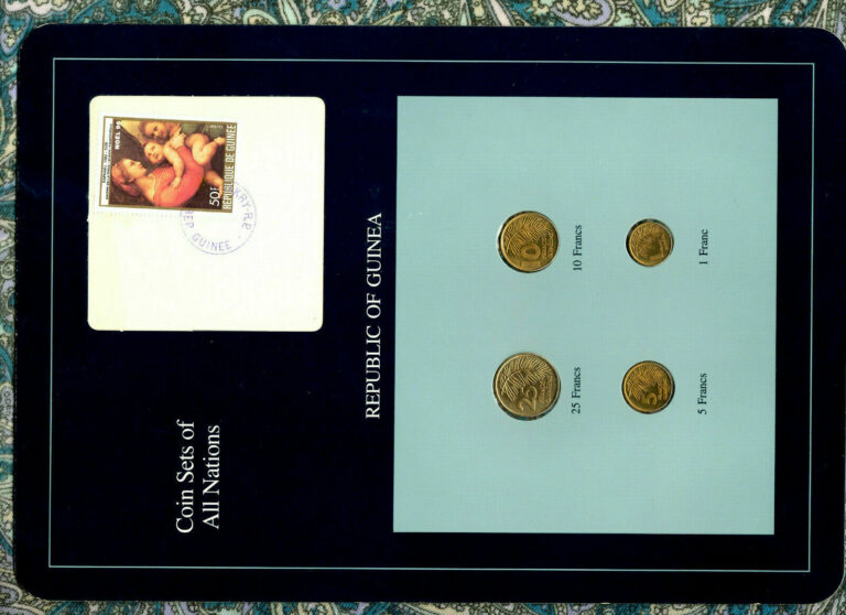 Read more about the article Coin Sets of All Nations Guinea UNC 1 5 10 Francs 1985 25 Francs 1987