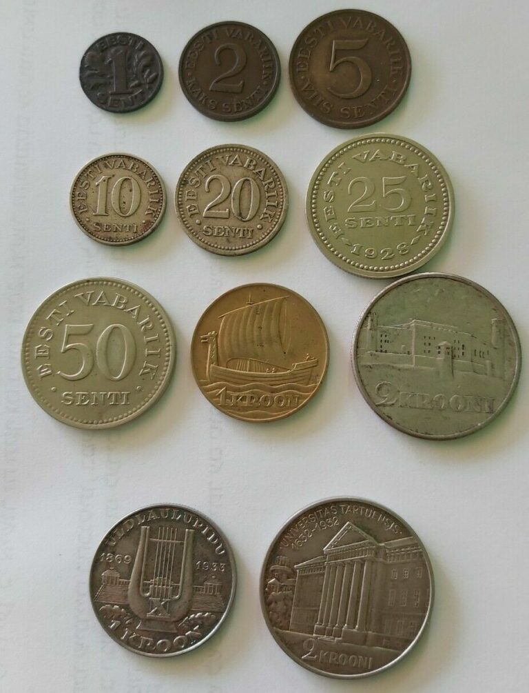 Read more about the article ESTONIA SENTI/KROON 11 COINS FULL SET  1928-1936 INCLUDING 3 SILVER RARE!!!