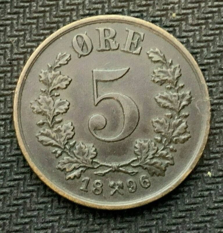 Read more about the article 1896 Norway 5 Ore Coin AU    Rare High Grade World Coin       #C758