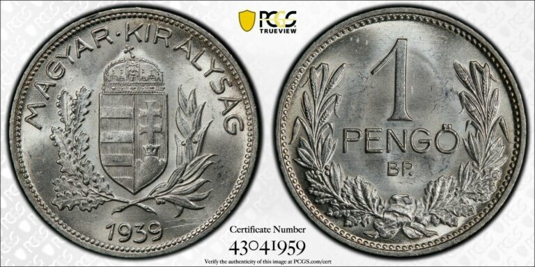 Read more about the article 1939 BP Hungary One (1) Pengo PCGS MS 65+Witter Coin