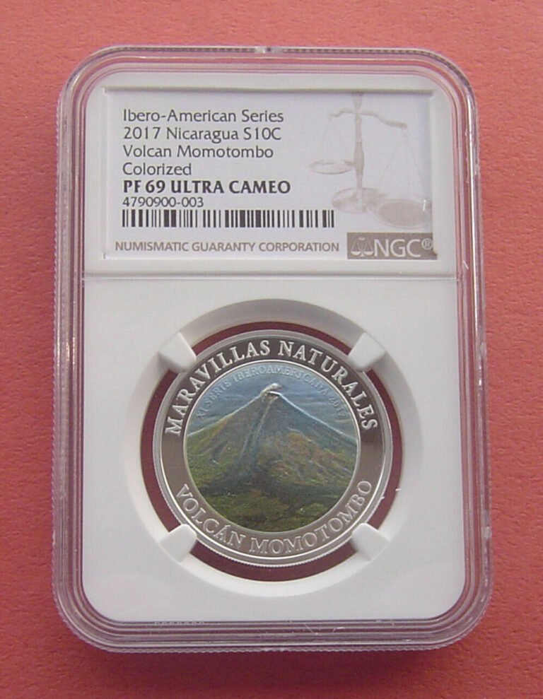 Read more about the article Nicaragua 2017 Volcan Momotombo 10 cordobas Silver Proof Coin NGC PF69UC