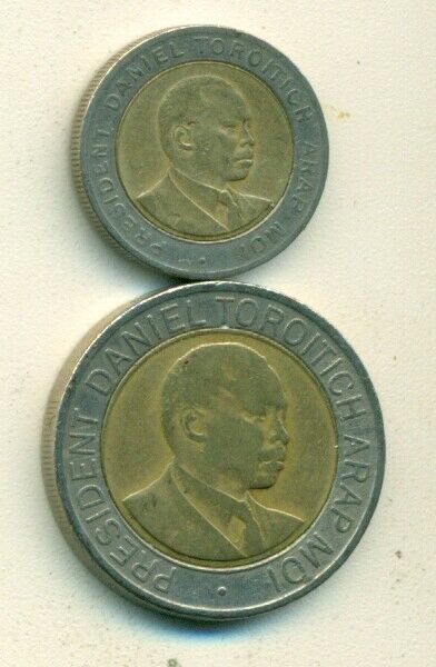 Read more about the article 2 BI-METAL COINS from KENYA – 1997 5 SHILLINGS and 1998 20 SHILLINGS