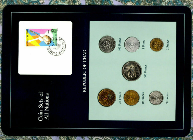 Read more about the article Coin sets of all Nations Chad 1976-1985 UNC 500 Francs 1985 100 Francs  CAR 1983